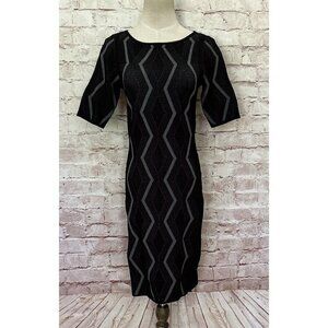 Karen Millen Womens Dress Black Chevron Knit Bodycon Sweater Dress Size Medium